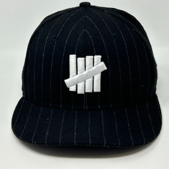 Undefeated x New Era 5 Strikes Hat Baseball Cap Fitted 7 1/4 Black Pinstriped - Picture 11 of 11
